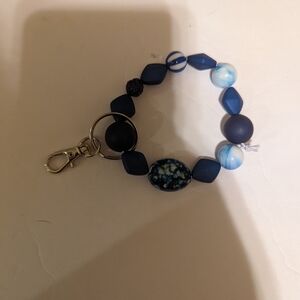 Blue wristlet keychain